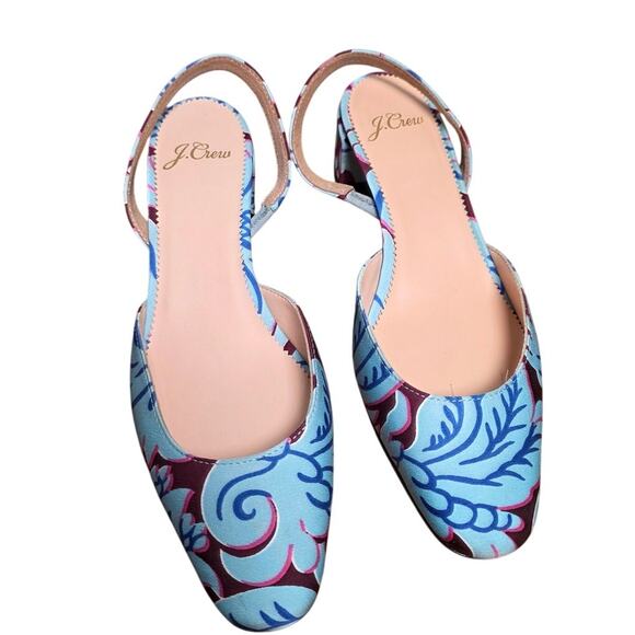 J.Crew Jungle Print Slingback Pumps Size 7 Block Heel Office - Picture 1 of 8